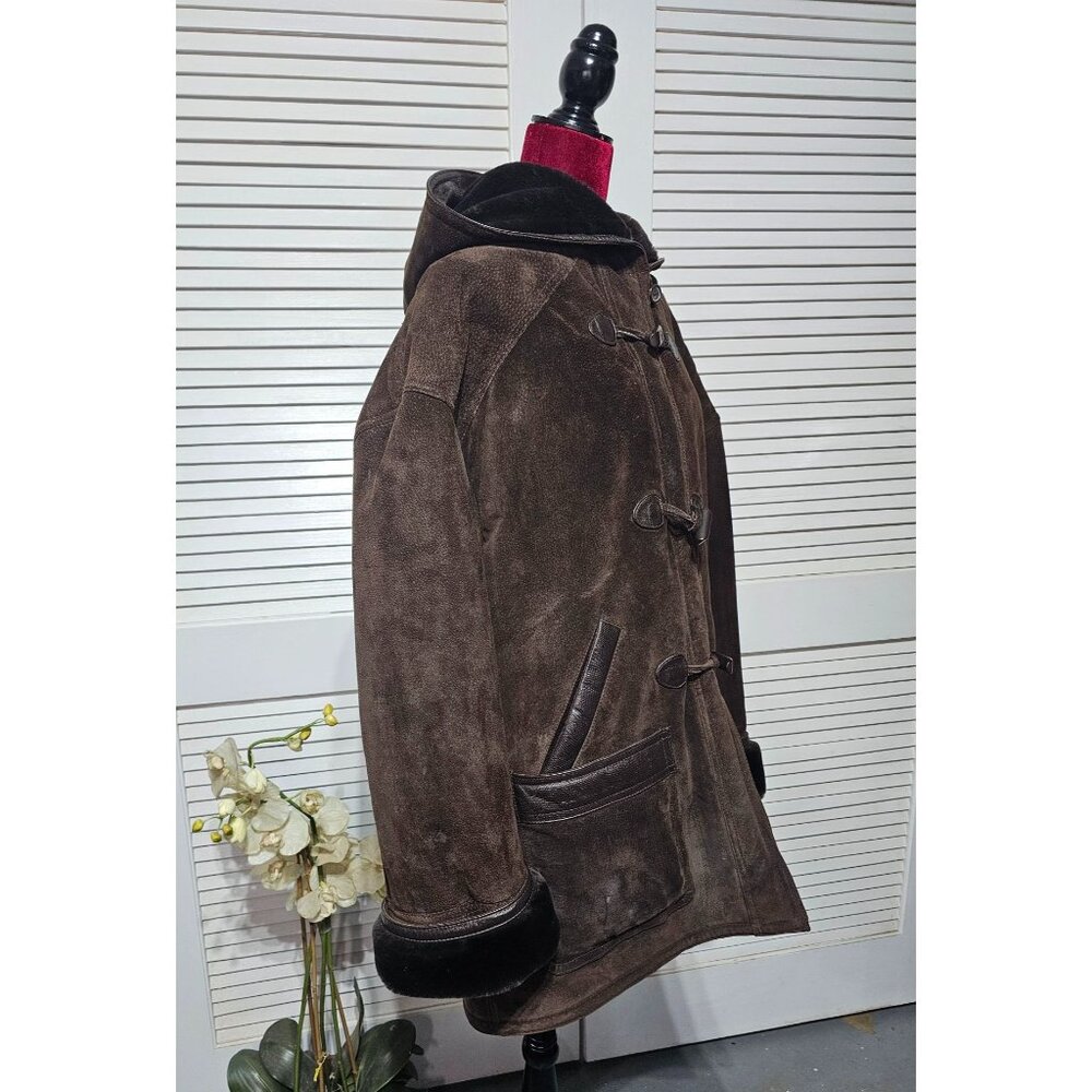 Vintage J Percy for Marvin Richards Women Brown Suede Faux Fur Parka Sz XL 3158 - Picture 3 of 16